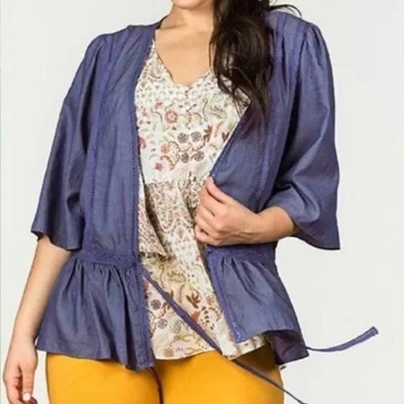 MATILDA JANE Hour By Hour Chambray Blue Denim Tie Waist Jacket, Size XS, EUC. - Picture 14 of 14